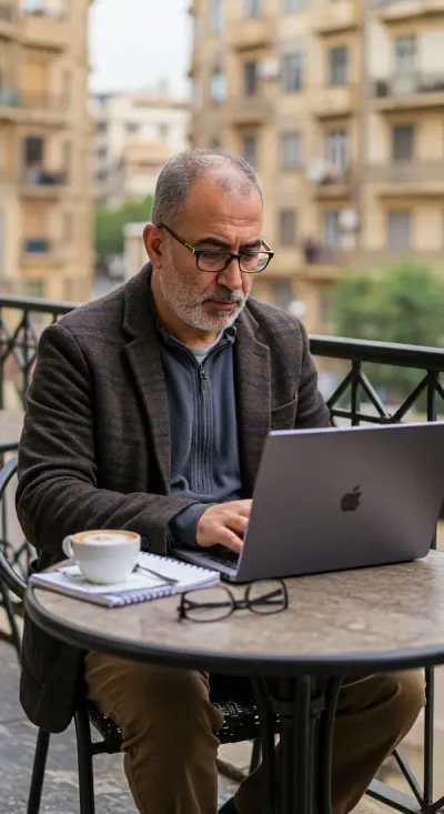 دارس يتابع دراسته عن بُعد